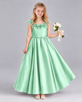 Mint Green Ball Gown Junior Bridesmaid Dress Front
