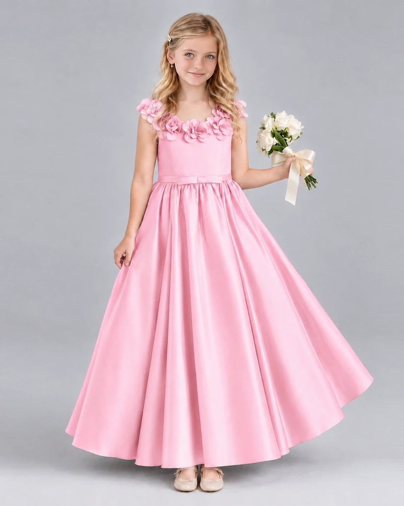 Pink Ball Gown Junior Bridesmaid Dress Front