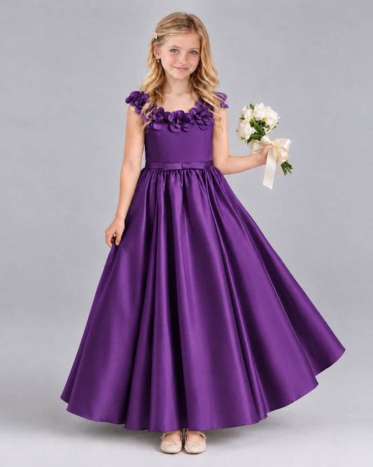 Purple Ball Gown Junior Bridesmaid Dress Front