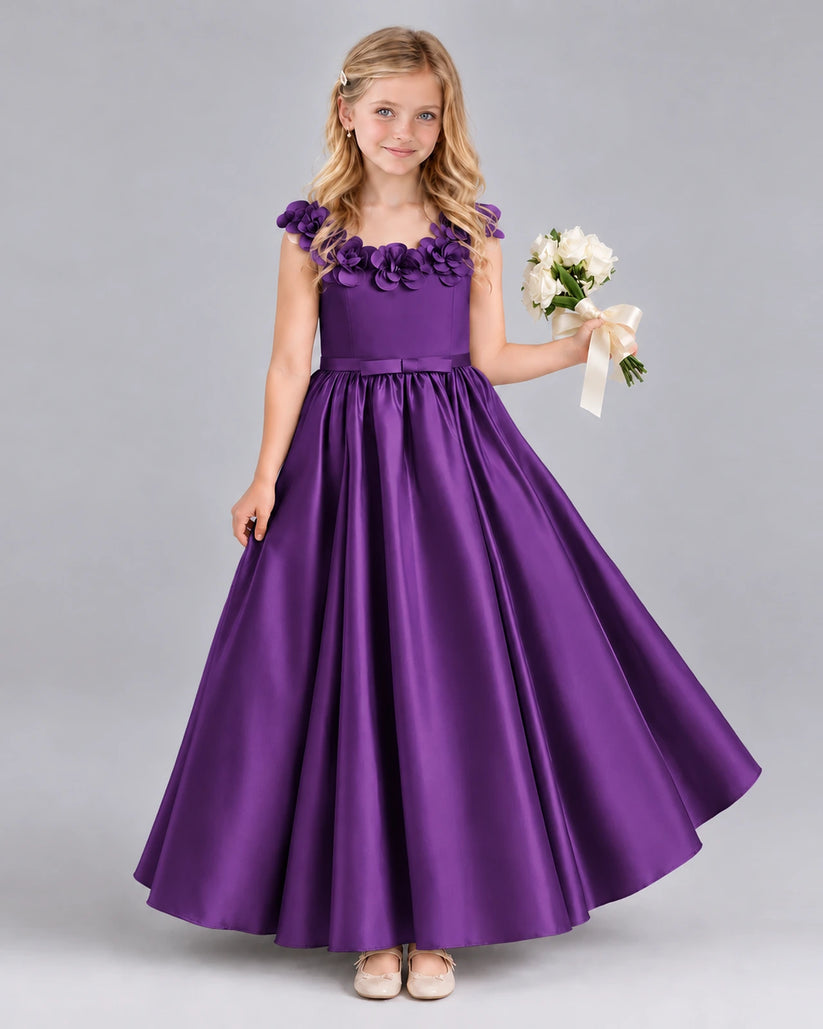 Purple Ball Gown Junior Bridesmaid Dress Front