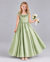 Sage Green Ball Gown Junior Bridesmaid Dress Front