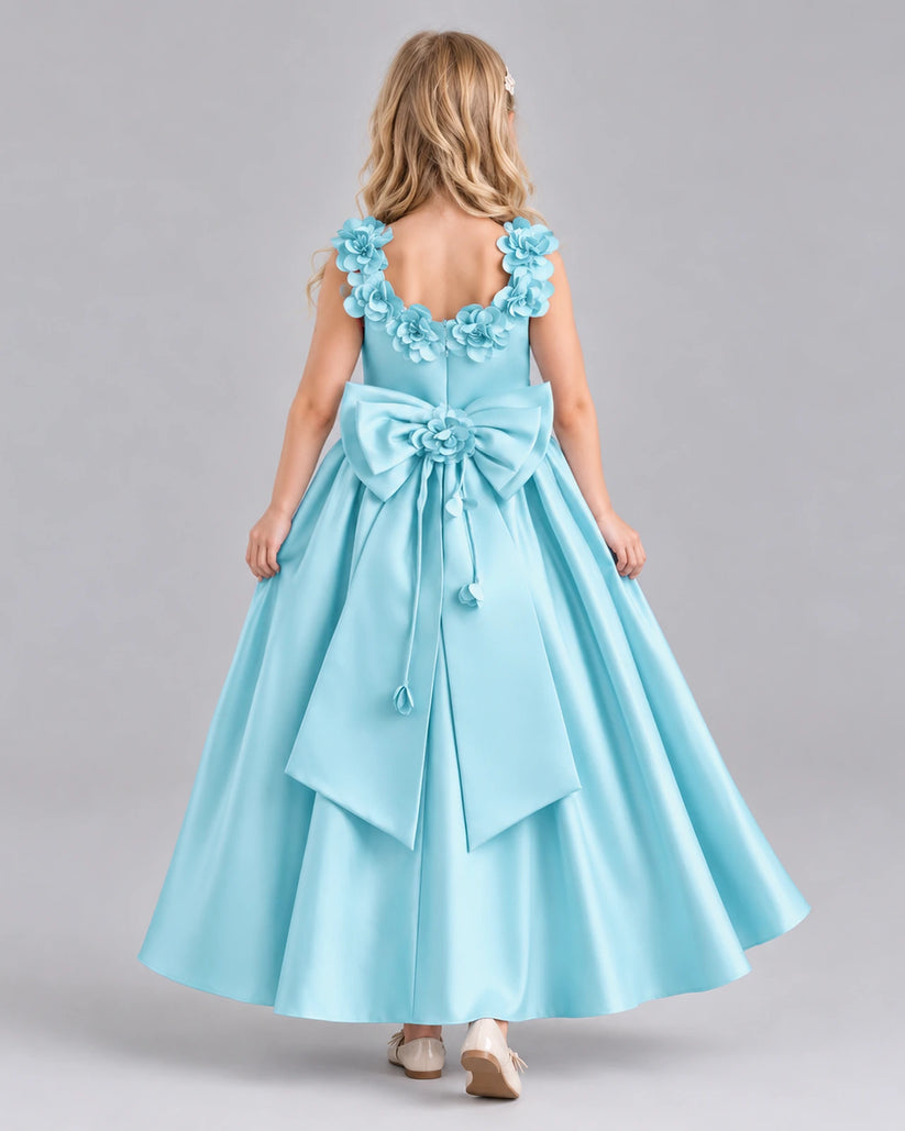 Sky Blue Ball Gown Junior Bridesmaid Dress Back [Shared]