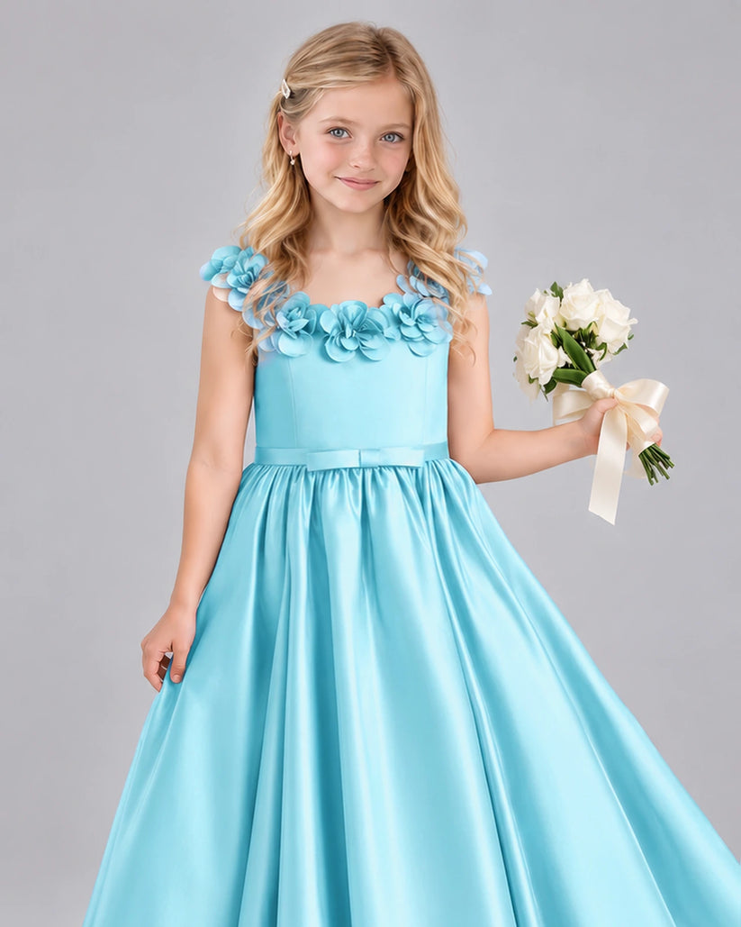 Sky Blue Ball Gown Junior Bridesmaid Dress Detail [Shared]