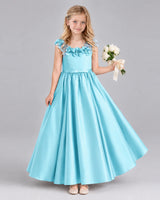 Sky Blue Ball Gown Junior Bridesmaid Dress Front