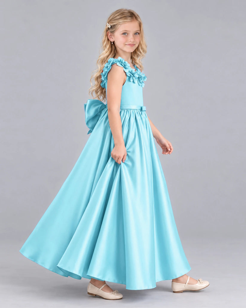 Sky Blue Ball Gown Junior Bridesmaid Dress Side [Shared]