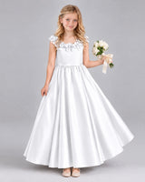 White Ball Gown Junior Bridesmaid Dress Front