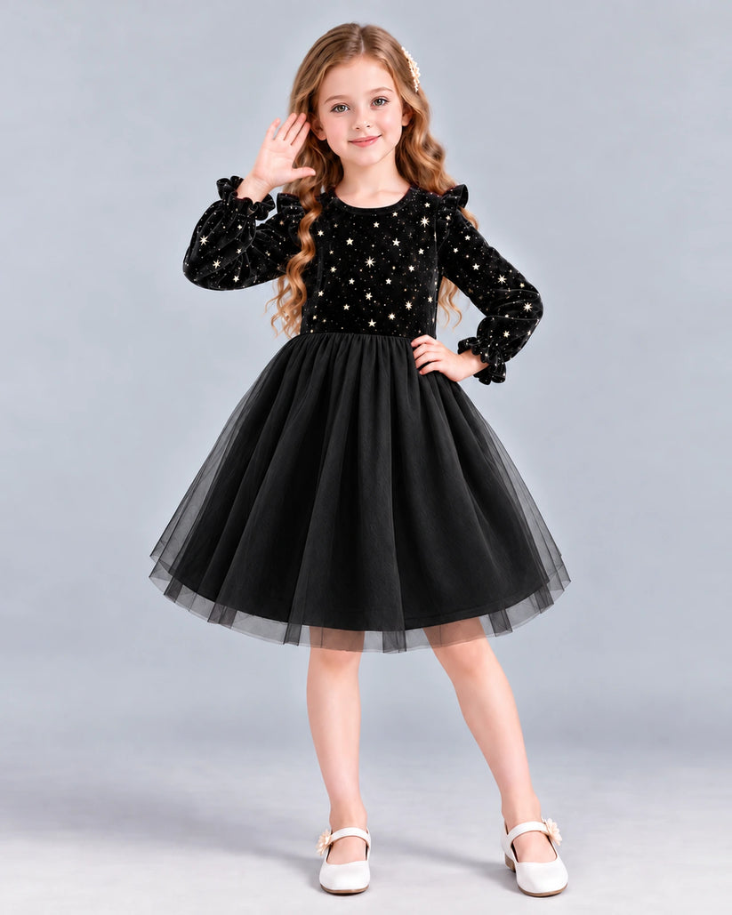 Black Ball Gown Girls Formal Dress Front