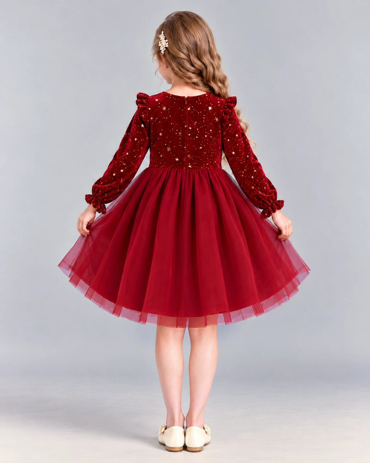 Burgundy Ball Gown Girls Formal Dress Back [Shared]