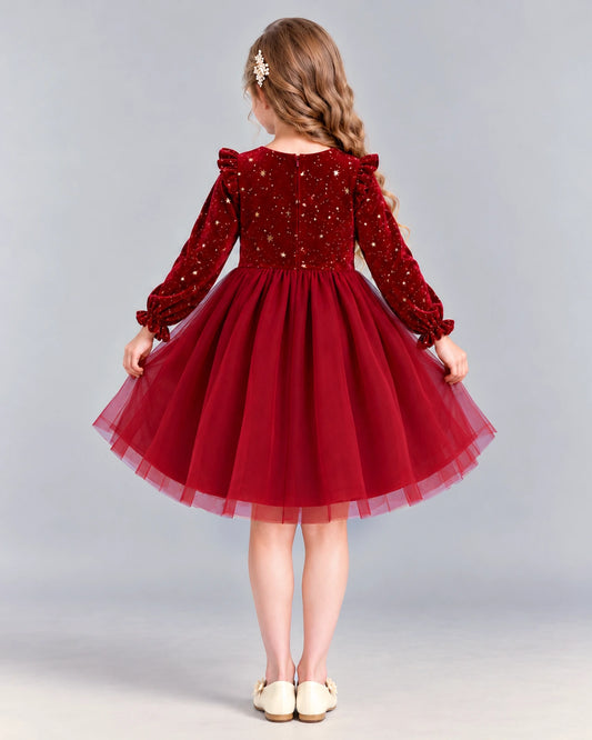 Burgundy Ball Gown Girls Formal Dress Back [Shared]
