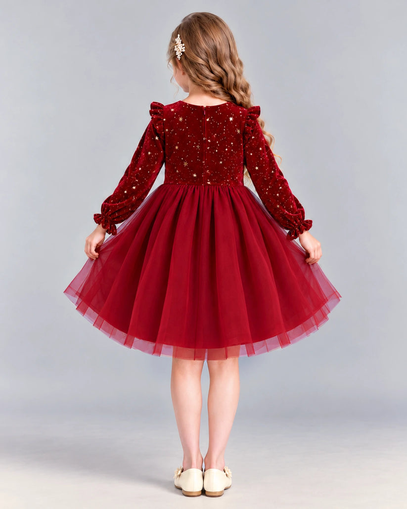 Burgundy Ball Gown Girls Formal Dress Back [Shared]