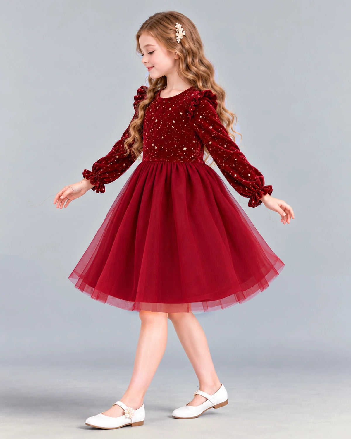 Burgundy Ball Gown Girls Formal Dress Side [Shared]