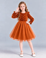 Burnt Orange Ball Gown Girls Formal Dress Front