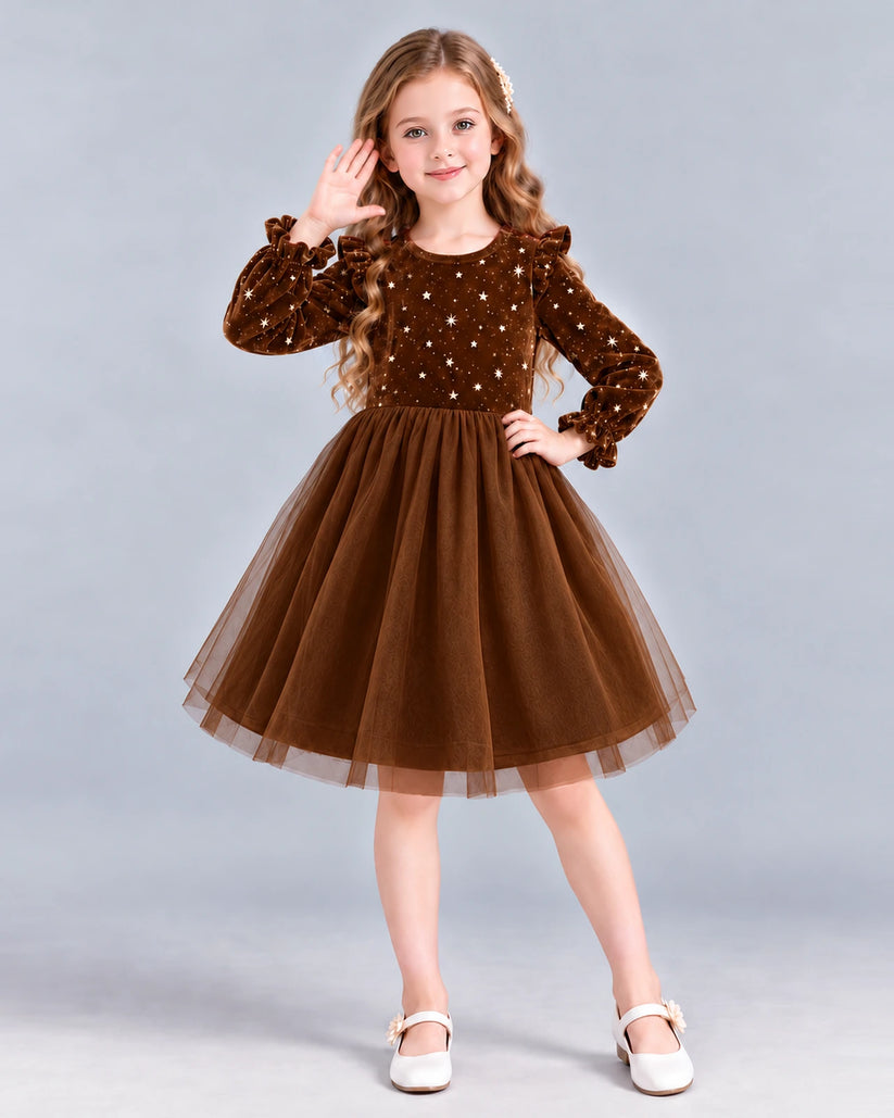 Chocolate Ball Gown Girls Formal Dress Front