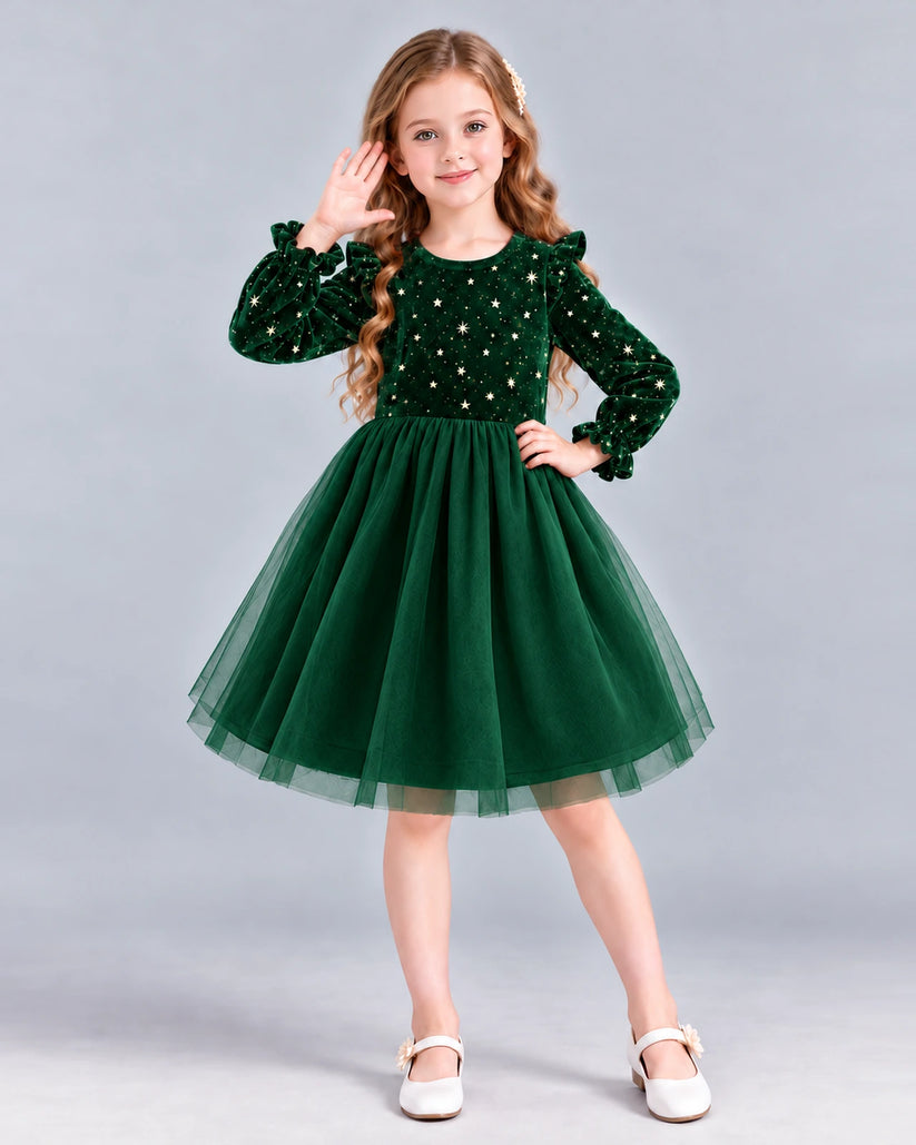Dark Green Ball Gown Girls Formal Dress Front