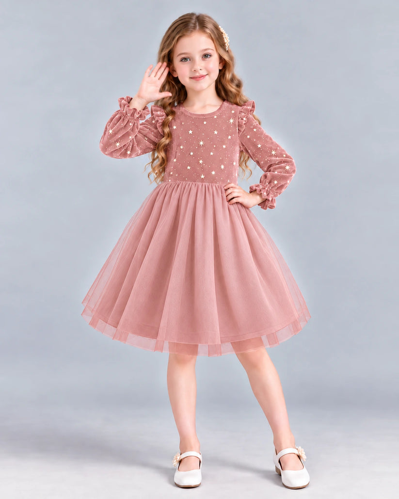 Dusty Rose Ball Gown Girls Formal Dress Front