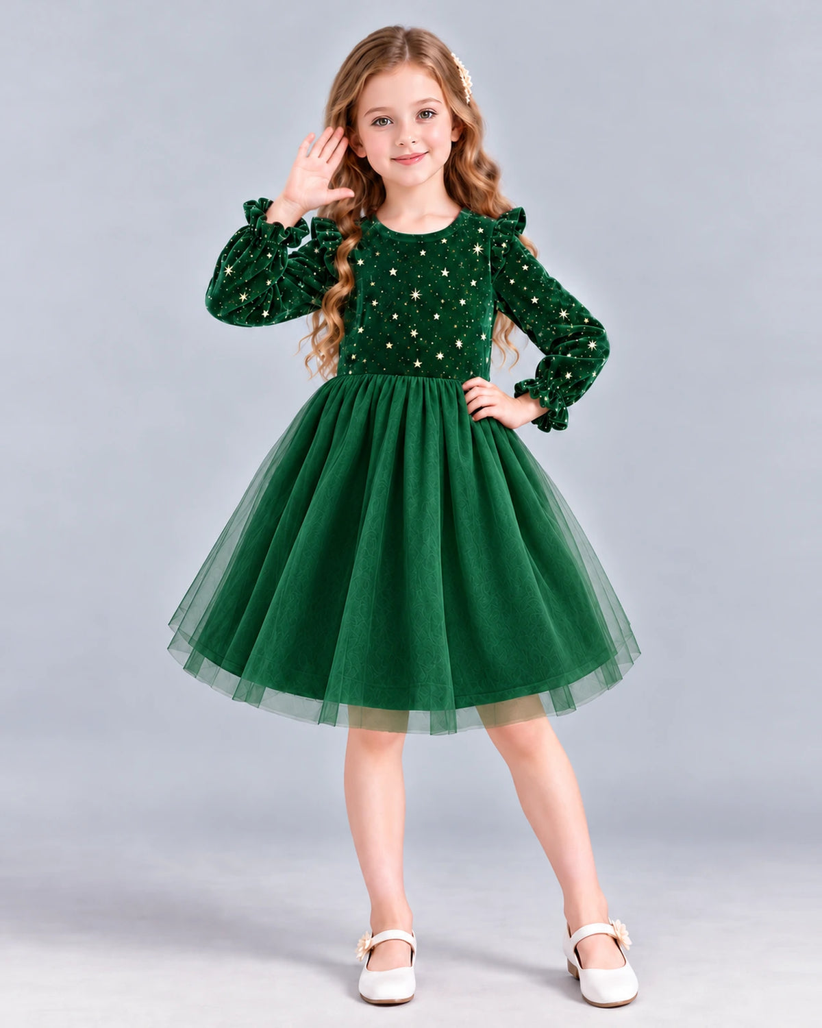 Emerald Green Ball Gown Girls Formal Dress Front