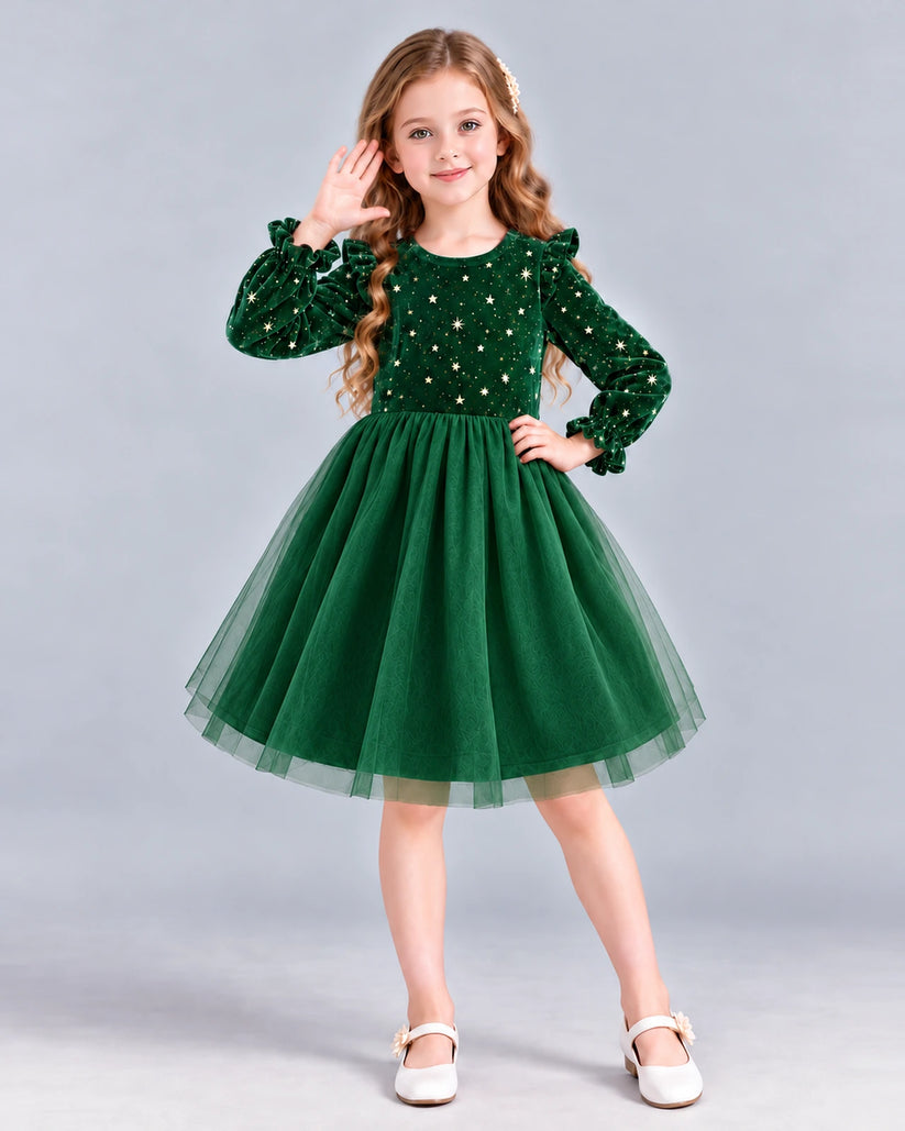 Emerald Green Ball Gown Girls Formal Dress Front