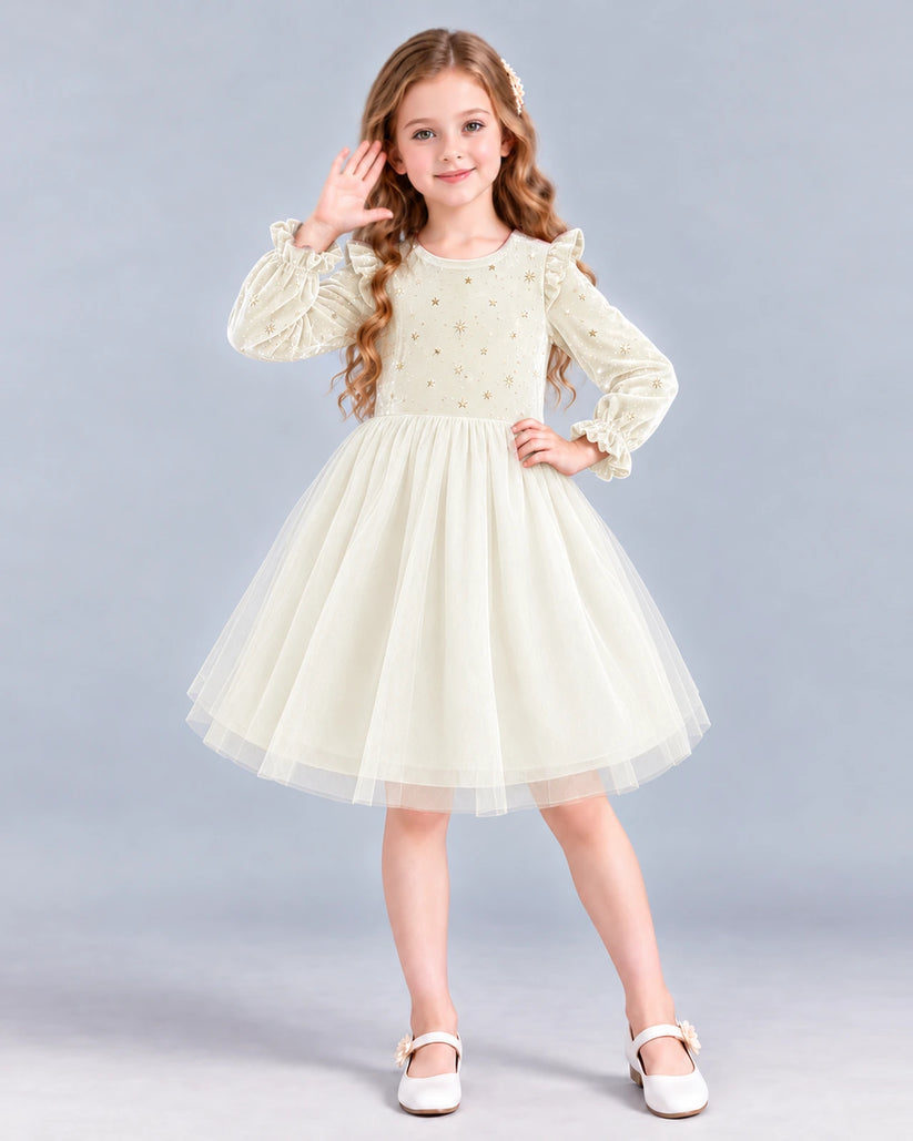 Ivory Ball Gown Girls Formal Dress Front