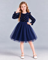 Navy Blue Ball Gown Girls Formal Dress Front