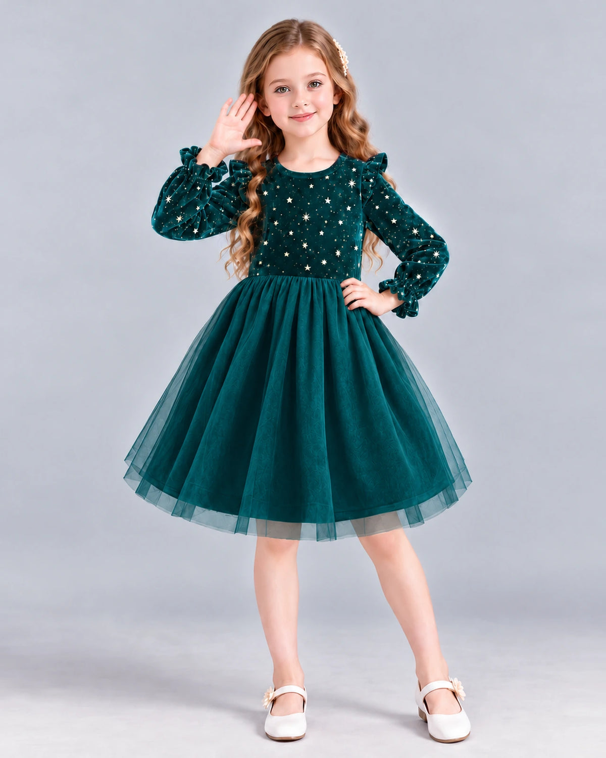 Peacock Ball Gown Girls Formal Dress Front