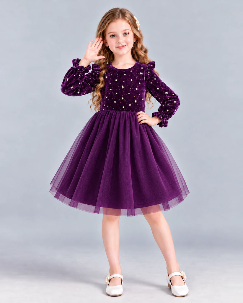 Purple Ball Gown Girls Formal Dress Front