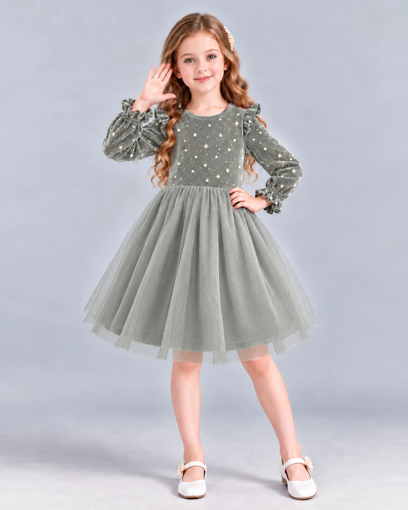Silver Ball Gown Girls Formal Dress Front