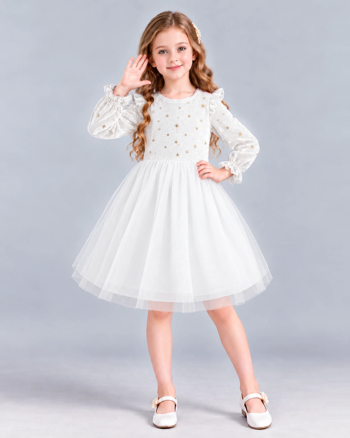 White Ball Gown Girls Formal Dress Front