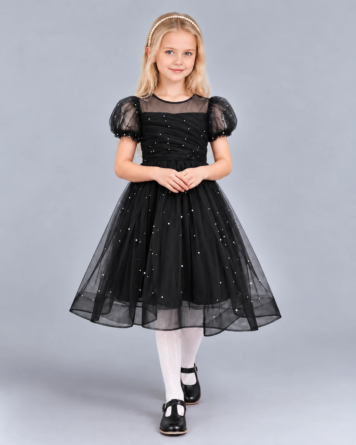 Black Ball Gown Girls Formal Dress Front