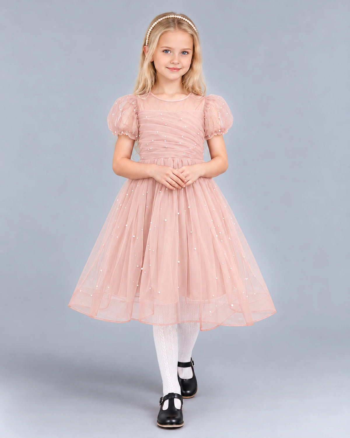 Blush Pink Ball Gown Girls Formal Dress Front
