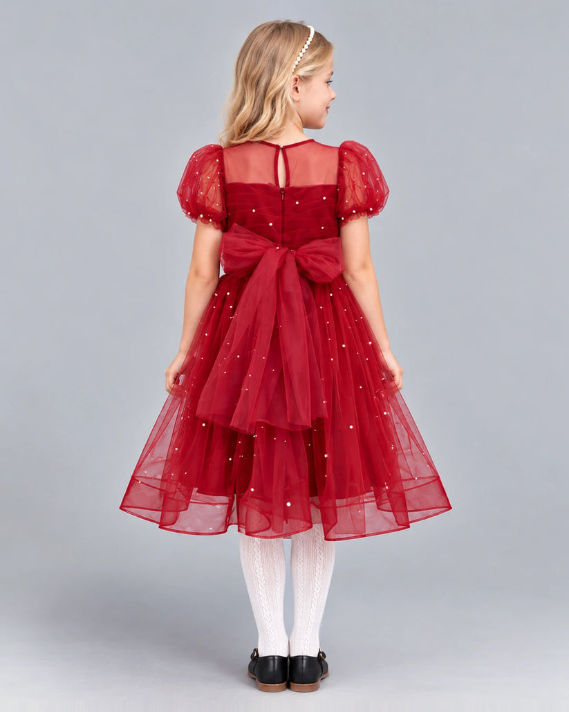 Burgundy Ball Gown Girls Formal Dress Back [Shared]