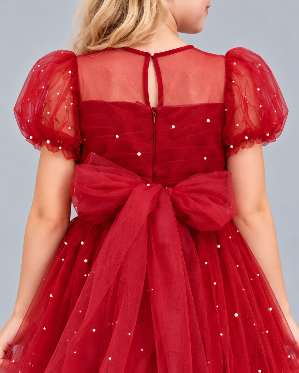 Burgundy Ball Gown Girls Formal Dress Back_Detail [Shared]