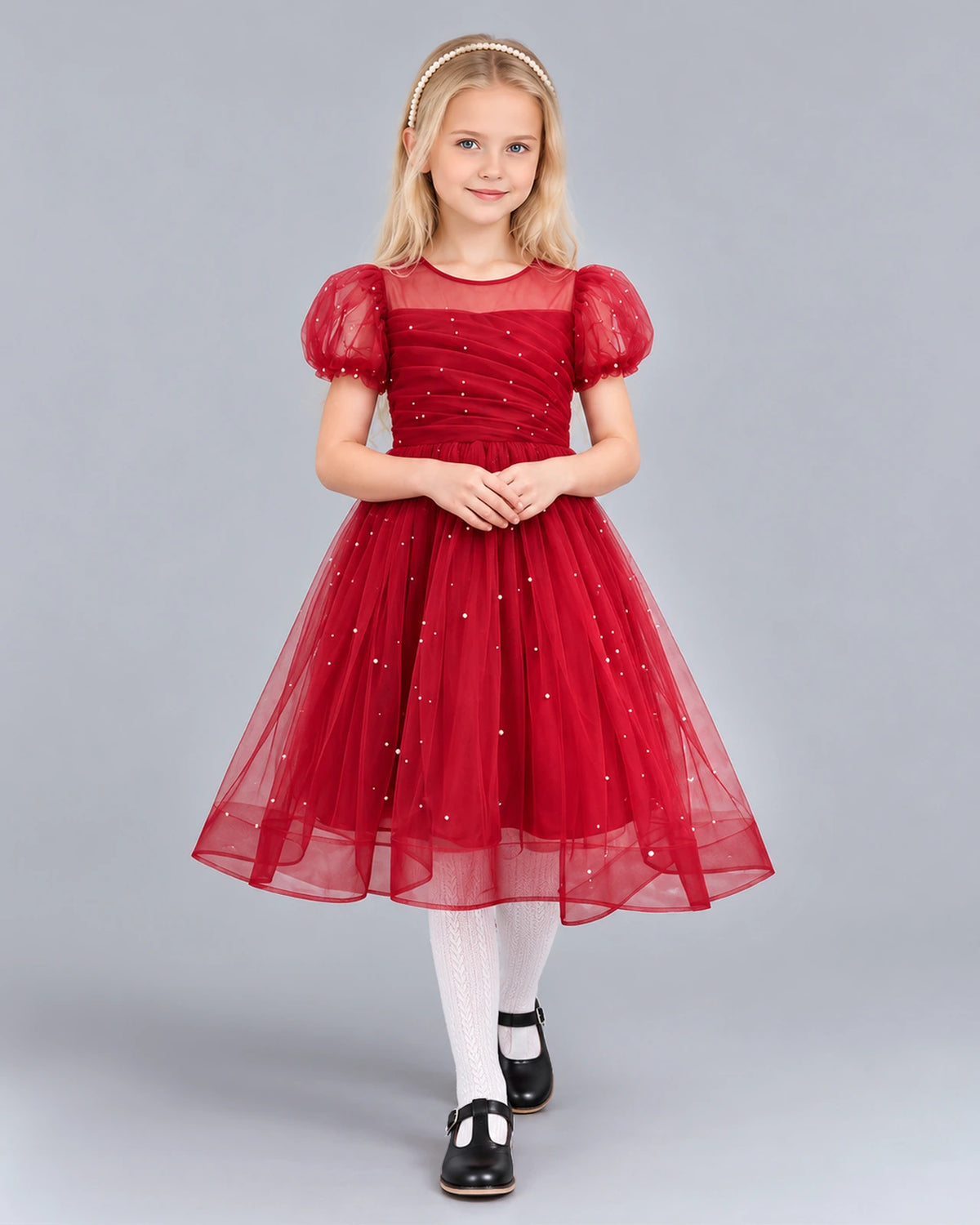 Burgundy Ball Gown Girls Formal Dress Front