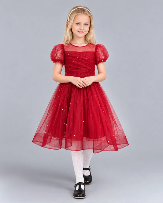 Burgundy Ball Gown Girls Formal Dress Front