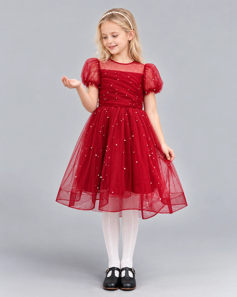 Burgundy Ball Gown Girls Formal Dress Pose [Shared]