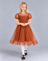 Burnt Orange Ball Gown Girls Formal Dress Front