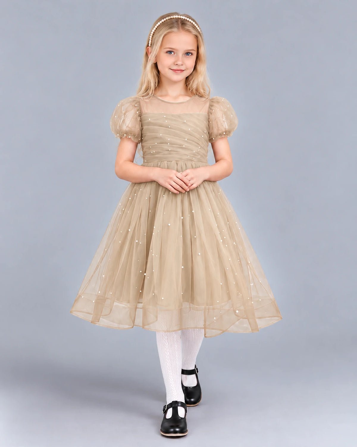 Champagne Ball Gown Girls Formal Dress Front