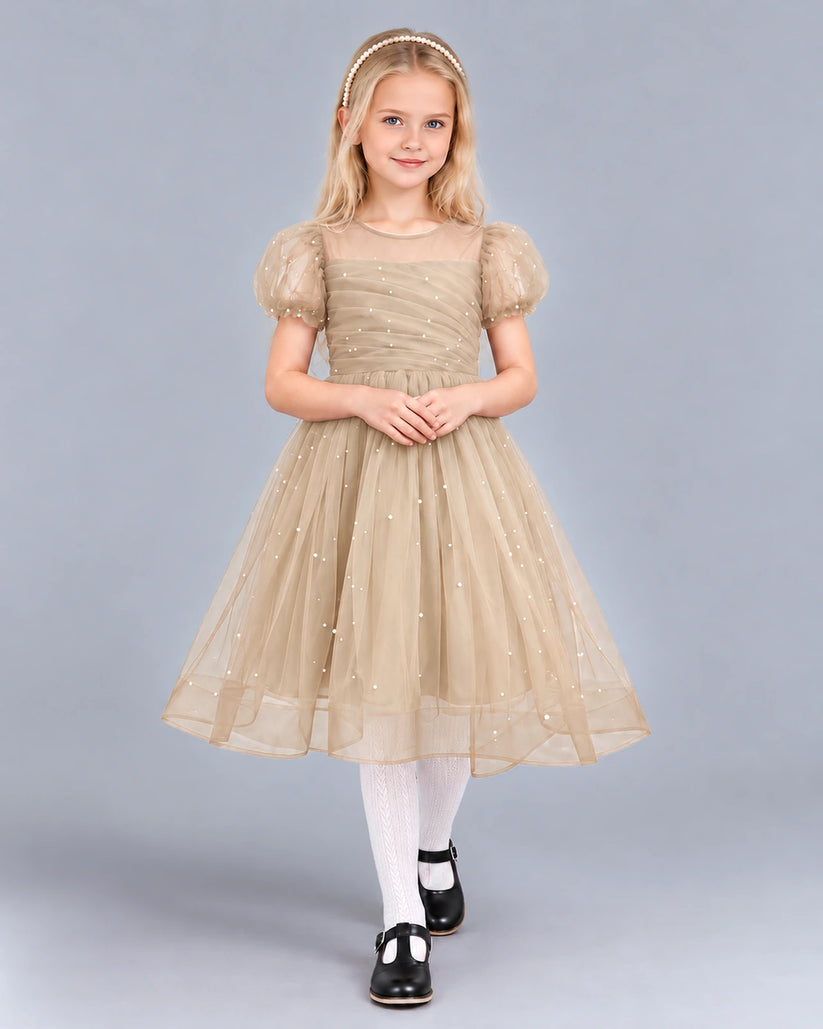Champagne Ball Gown Girls Formal Dress Front