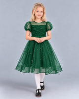 Dark Green Ball Gown Girls Formal Dress Front
