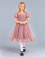 Dusty Rose Ball Gown Girls Formal Dress Front