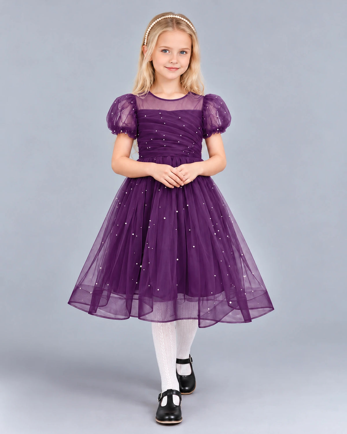 Grape Ball Gown Girls Formal Dress Front