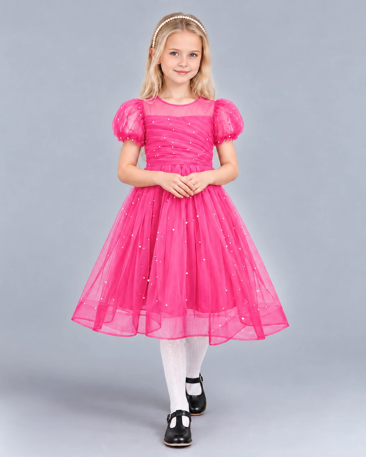 Hot Pink Ball Gown Girls Formal Dress Front