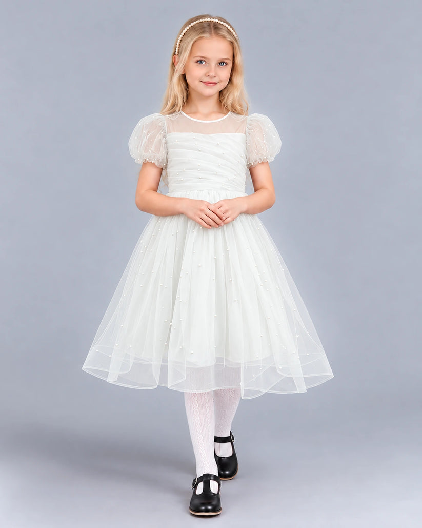 Ivory Ball Gown Girls Formal Dress Front