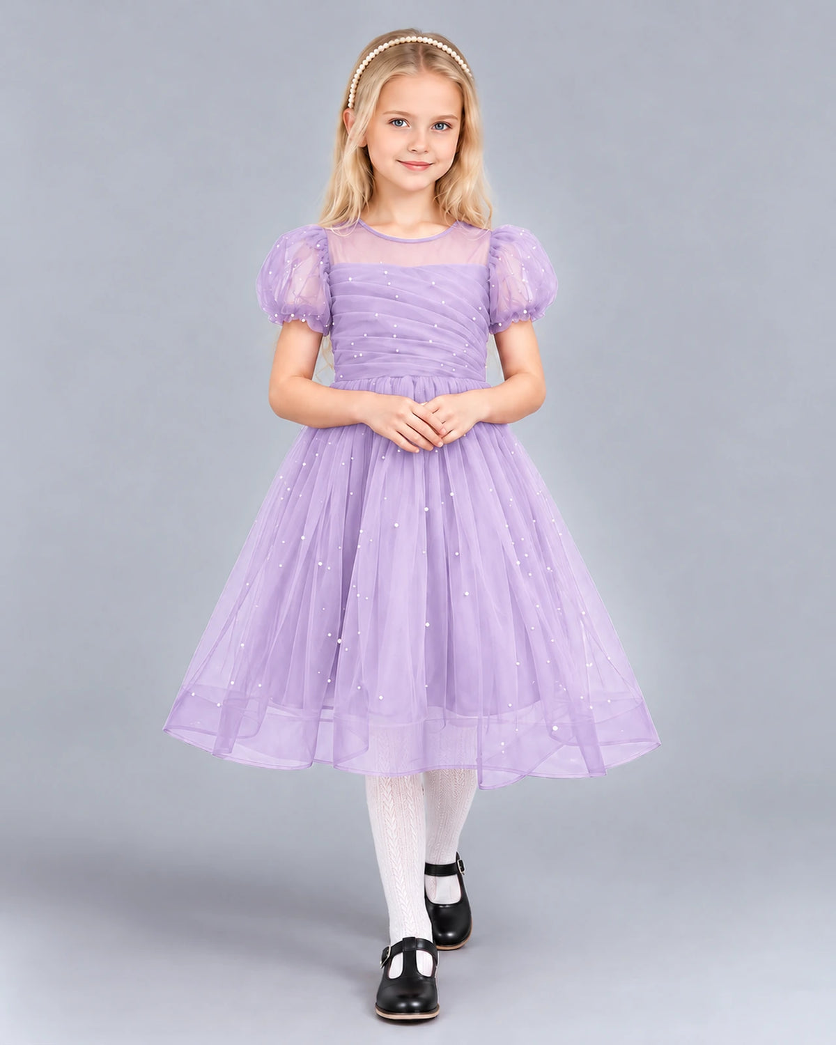 Lilac Ball Gown Girls Formal Dress Front