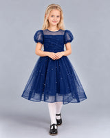 Navy Blue Ball Gown Girls Formal Dress Front