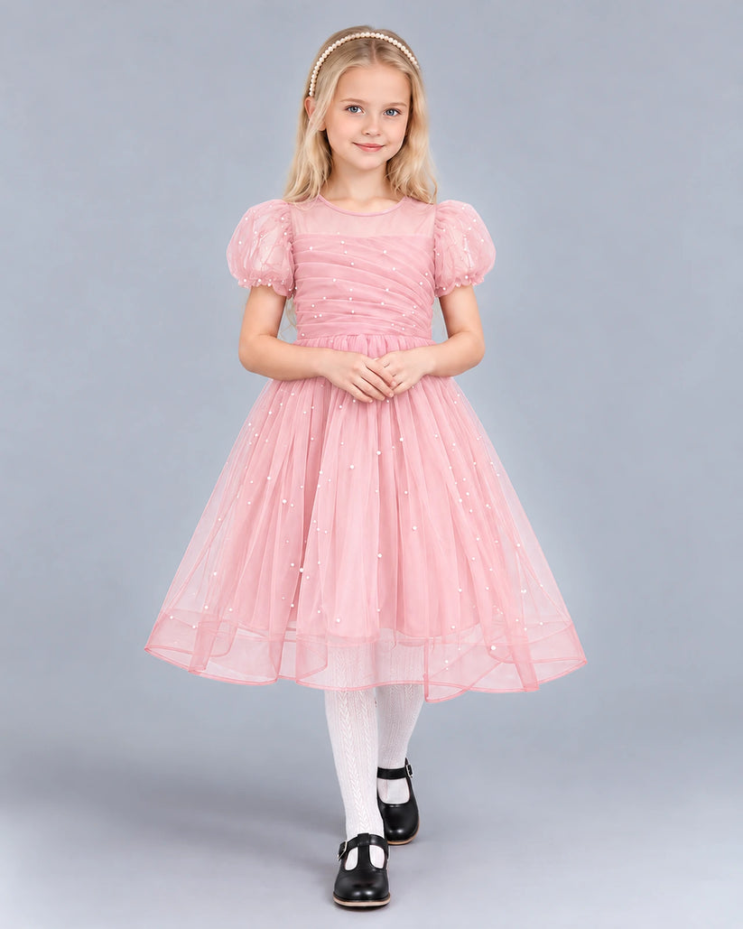 Pink Ball Gown Girls Formal Dress Front