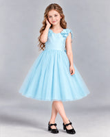 Baby Blue Ball Gown Girls Formal Dress Front