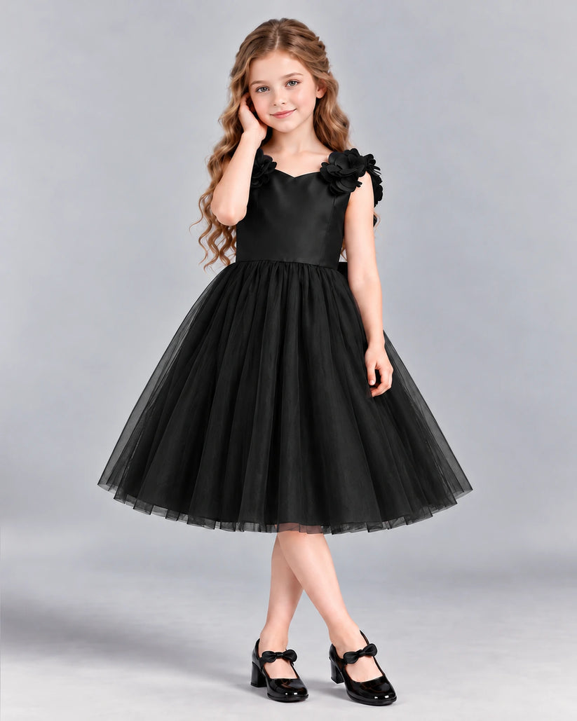 Black Ball Gown Girls Formal Dress Front