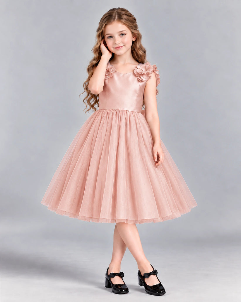 Blush Pink Ball Gown Girls Formal Dress Front