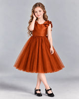 Burnt Orange Ball Gown Girls Formal Dress Front