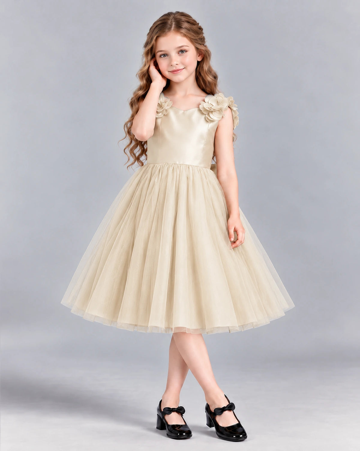 Champagne Ball Gown Girls Formal Dress Front